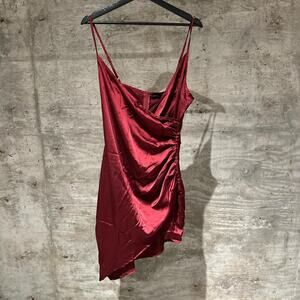 Pretty Little Things Size 8 Burgundy satin mini dress